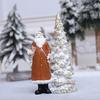 LED Light Up Christmas Tree with Santa Resin Standing Santa Claus Figure with Lighted Tree Figurine for Indoor Tabletop Holiday Decoration
