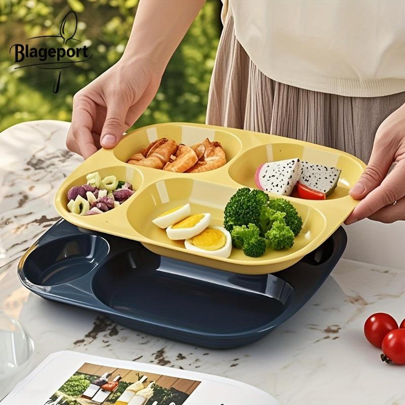 1PC Drop- Divided Plates, Microwave & Dishwasher Safe, Lightweight Plastic Picnic Plates Made of Healthy Materials