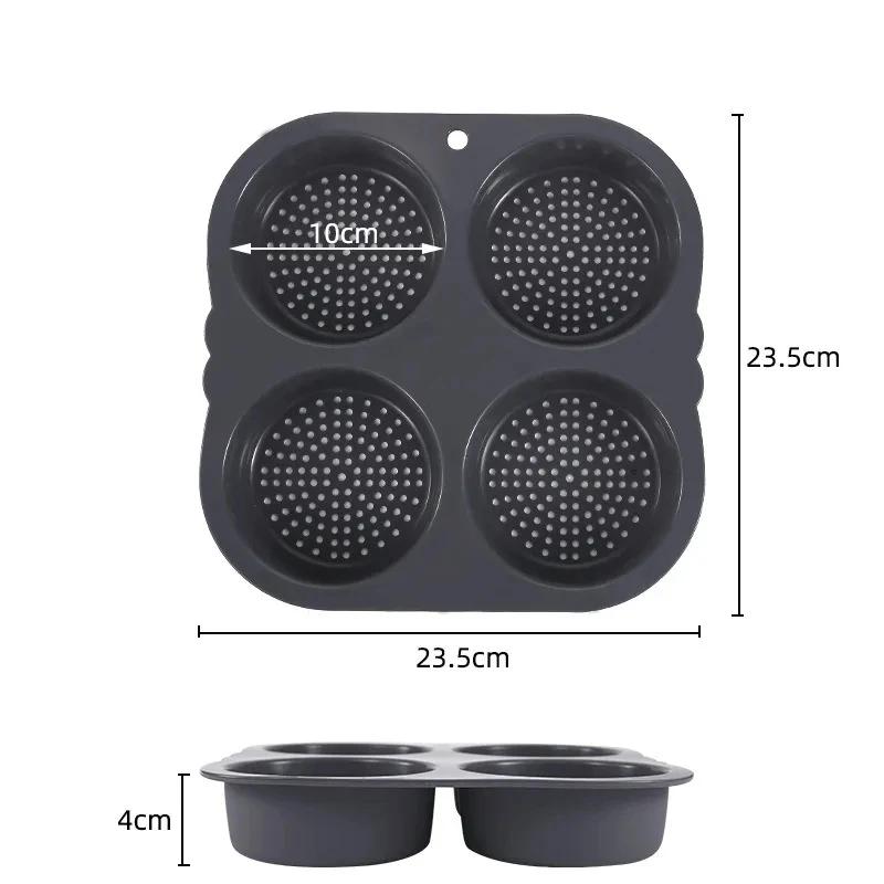 4/6/8 Hole Hamburger Mold Silicone Baking Tool Household High-temperature Resistant Hamburger Mold Oven Baking Plate Bread Mold