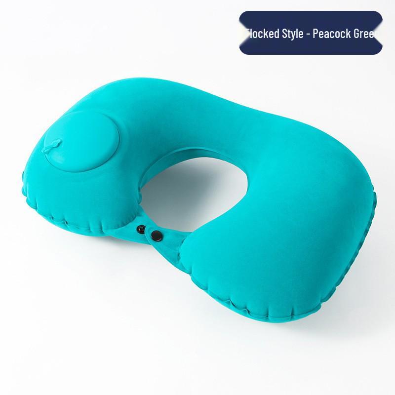 Available: Press-Type Inflatable U-Shaped Travel Neck Pillow for Airplanes and Lunch Breaks.