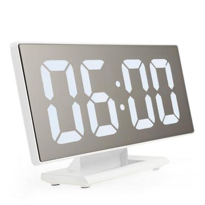 Ceas deșteptător cu afișaj LED mare, oglindă digitală, port de încărcare USB pentru dormitor, amânare, ceas digital, decorare casă