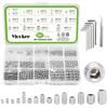 Vlookee 381-Piece Hex Socket Set Screw Kit (60-Day Warranty) - 304 Stainless Steel Hex Screws, M2.5, M3, M4, M5, M6, and M8 Threads, Ideal Father's Da