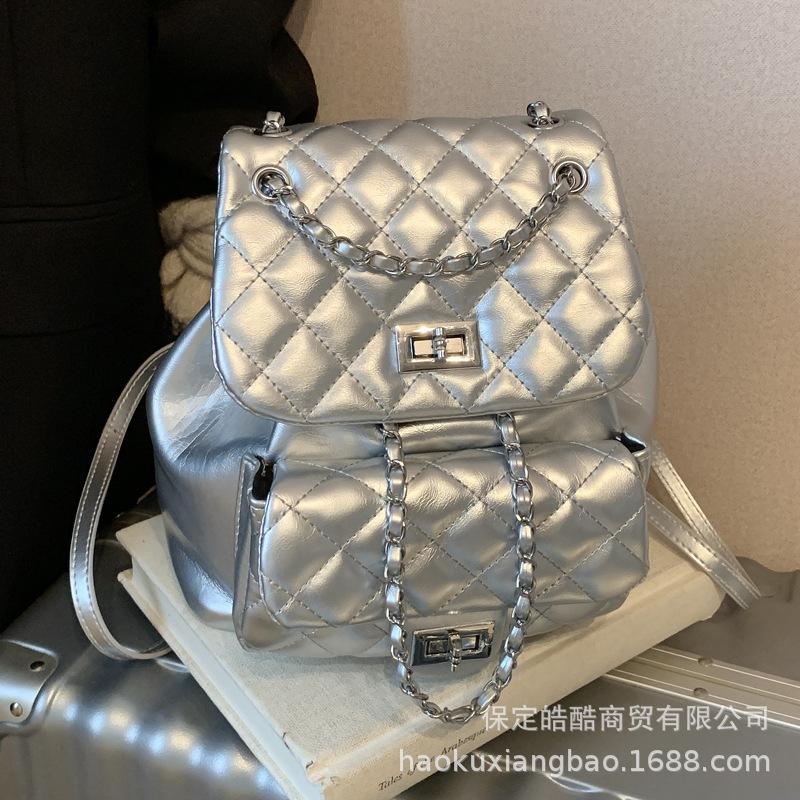 Rhombus chain bag women's spring and summer 2025 new fashion niche design backpack high-end versatile messenger bag