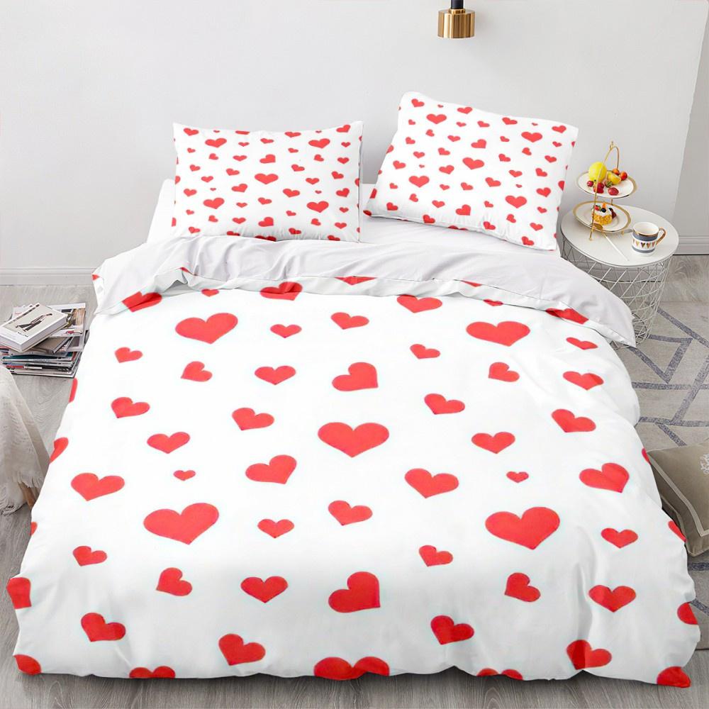 Valentine's Day Luxury Love Heart Duvet Cover - Romantic Theme for Couples, Queen Size, Ideal Women's Gift