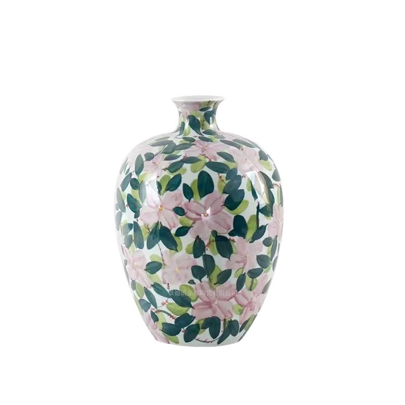 Ceramic Vase Hand-painted Flowers Handmade Porcelain Jar Flower Vase Ceramic Handicrafts Flower Arrangement Flowerpot