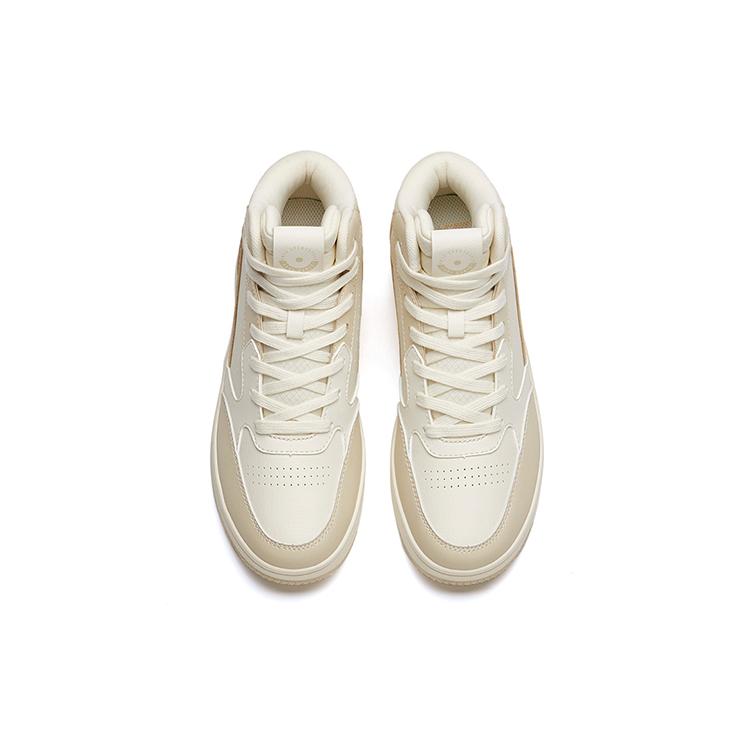Anta Abrasion Resistant High top Skateboard Shoes Women's Light Beige White 922238013-5