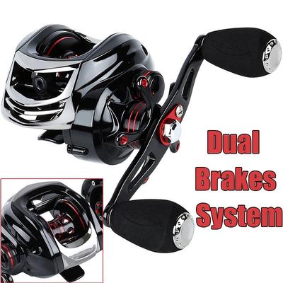 Moulinet de pêche en métal 11 + 1 BB, moulinet de pêche Casting à profil bas, double frein, moulinet Baitcast