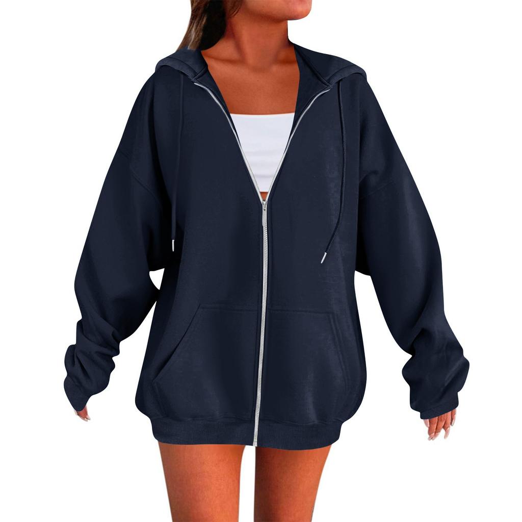 Sudaderas de Mujer de Color Sólido con Cremallera Tops Chaqueta Casual Diaria