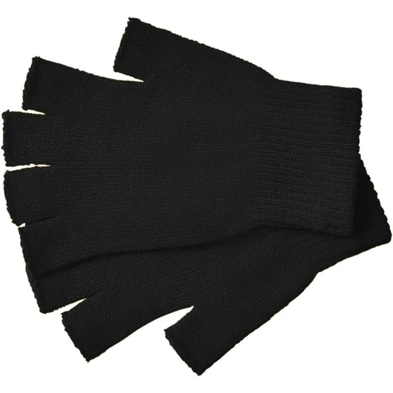 Work Winter Gloves Warm Short Half Finger Fingerless Knit Wrist Gloves Stretch for Outdoor Cycling Gloves Men Women 1 Pair