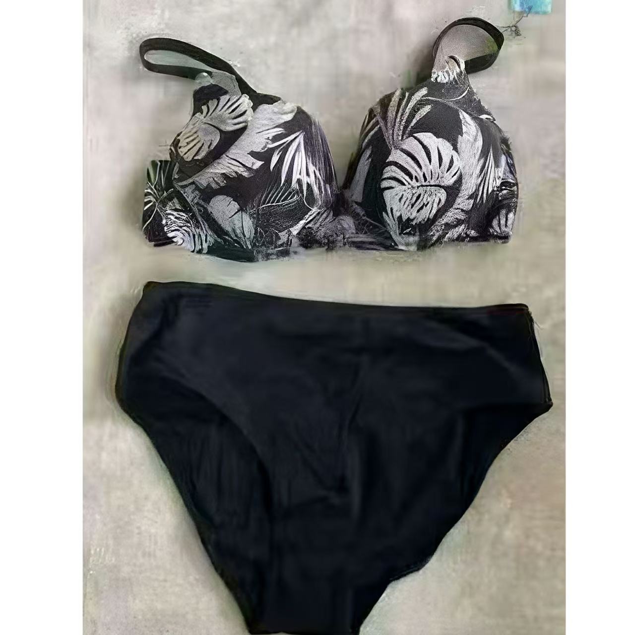 TS JYL-BK125 Bandeau Tie Bikini Set, Print Three-Piece High Waist Swimwear XL