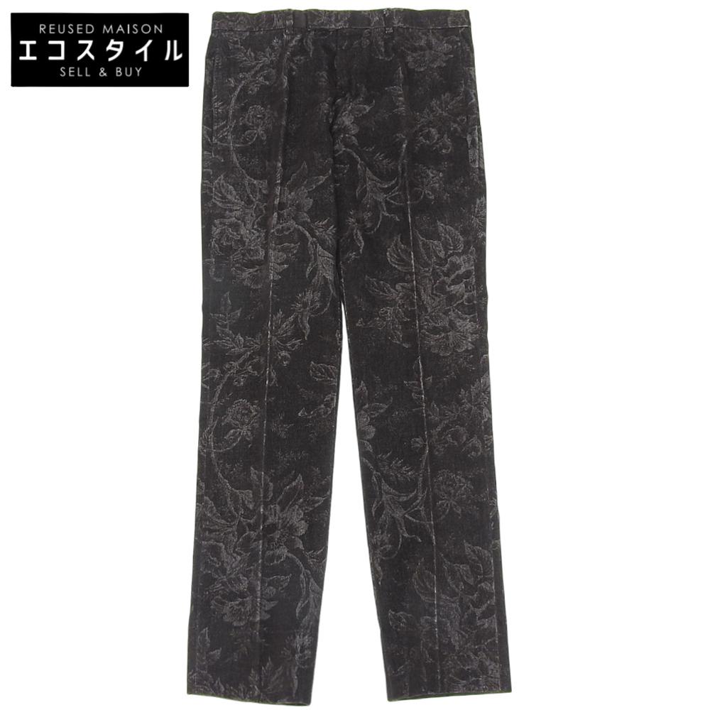 Gucci Botanical Print Cotton Pants, Men's, Charcoal Gray, Size 46, 75KJF2 Bottoms 46 Charcoal grayUsed