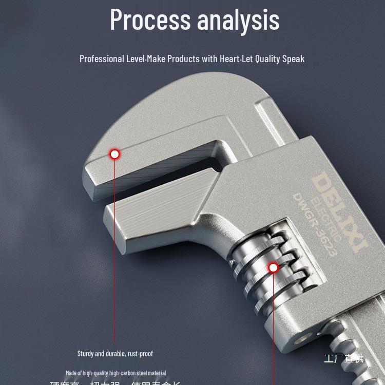 Delixi Multi-Function Adjustable Wrench with Large Opening and Thickened Jaw