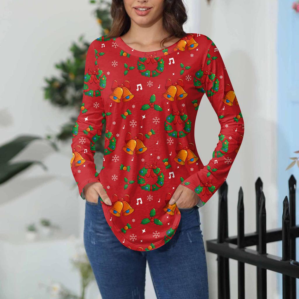 Tee Shirts For Women Fall Casual Long Sleeve Shirts Sweatshirt Vintage Graphic Printing Top Pullover Valentine's Day