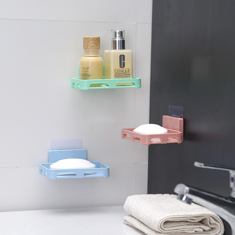 Wall Mounted Soap Dishes Box Bathroom Shower Soap Holder Toiletries Organizer Kitchen Storage Rack Bathroom Supplies For Bath