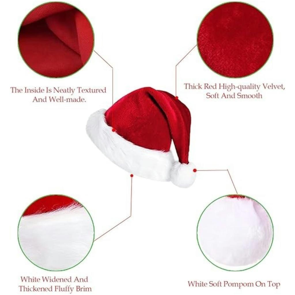 Santa Hats and Beard for Adults Christmas Costume Decorations Xmas Hats Santa Beard Mask Face Cover for Men Women