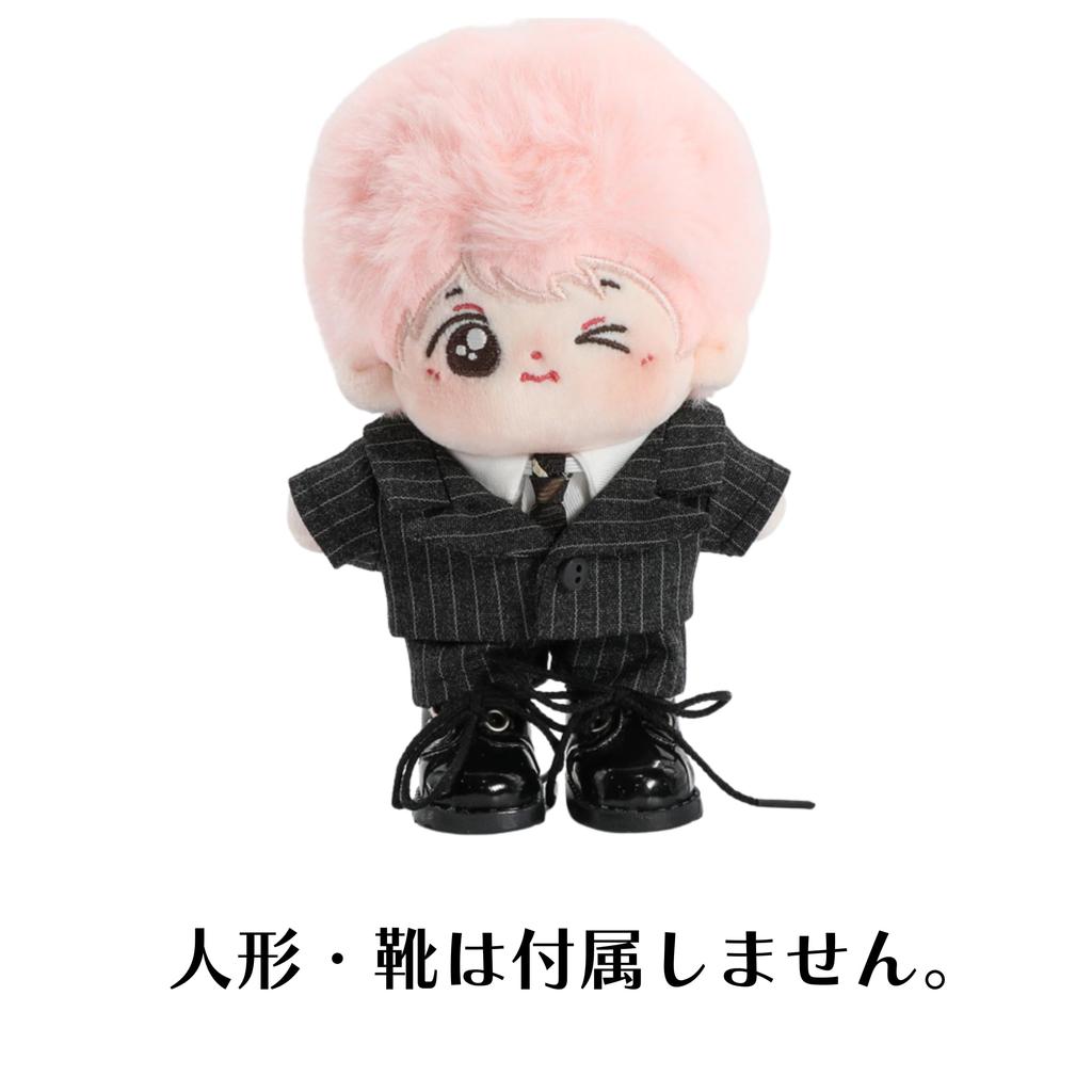 בגדי קטיפה AXLUCE - חליפה, חולצה, עניבה בגודל 10 ס"מ - צעצוע קטיפה - בגדים - בובה (אפור פחם)