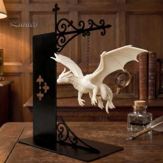Fantasy Decor for Library Magical Floating Dragon Bookshelf Lamp, Warm LED Night Light, Atmospheric Reading Light Nook Decor, Unique Gift Lovers