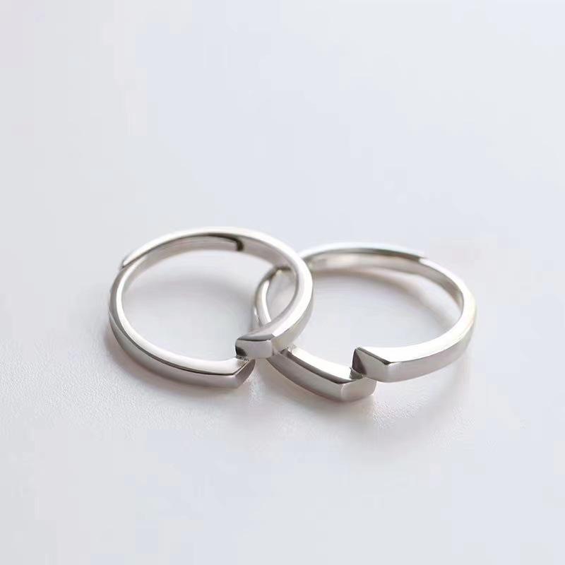 Irregular Patchwork Adjustable Couple Rings - Simple, Niche Style Gift for Girls