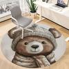 1pc Winter Bear Cute Office Round Area Rug, Indoor Mat Suitable ForOffice, Under Office Chairs Bedroom Living Room Home Decor, Room Deco, D002
