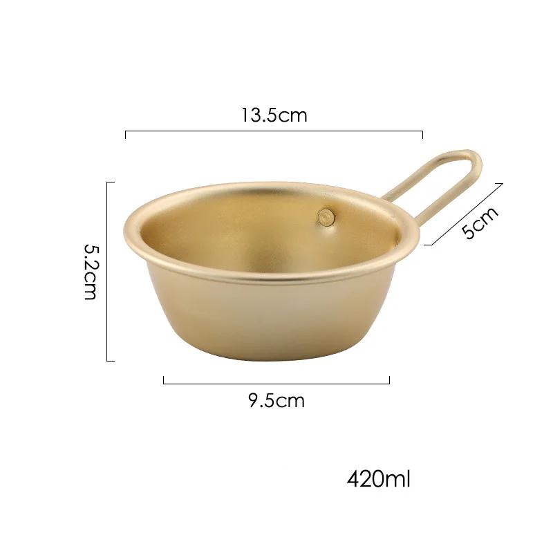1Pc Gold Color Korean Traditional Aluminum Round Rice Bowl Wine Cup with Handle for Makgeolli Korean Wine Cup