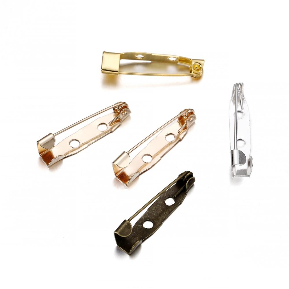 50pcs/lot 15 20 25 30 35 40mm Metal Safety Pins Brooch Settings Blank Bases Brooch Clip Base Pins For DIY Jewelry Making