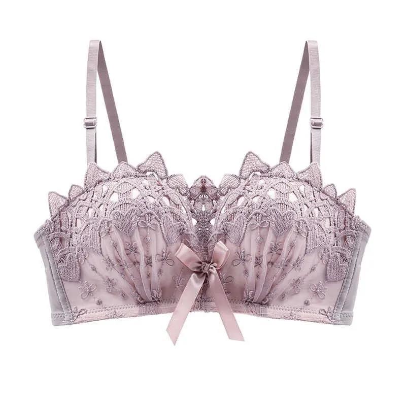 Spitze, kein Stahlring, kleine Brust, gerafft, Anti-Durchhang-Oberteil, verstellbarer Damen-Unterwäsche-BH