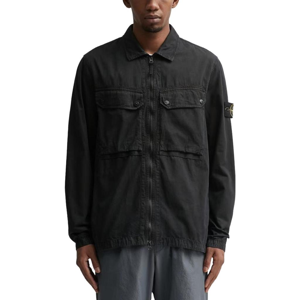 STONE ISLAND Old Effect Overshirt Black Unisex Tops 7915102WN-V0129