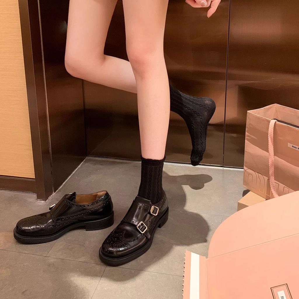 High-end Cowhide Version~ British Retro Exquisite Carved Baroque Single Shoes Mengke Leather Shoes Women's Autumn and Winter