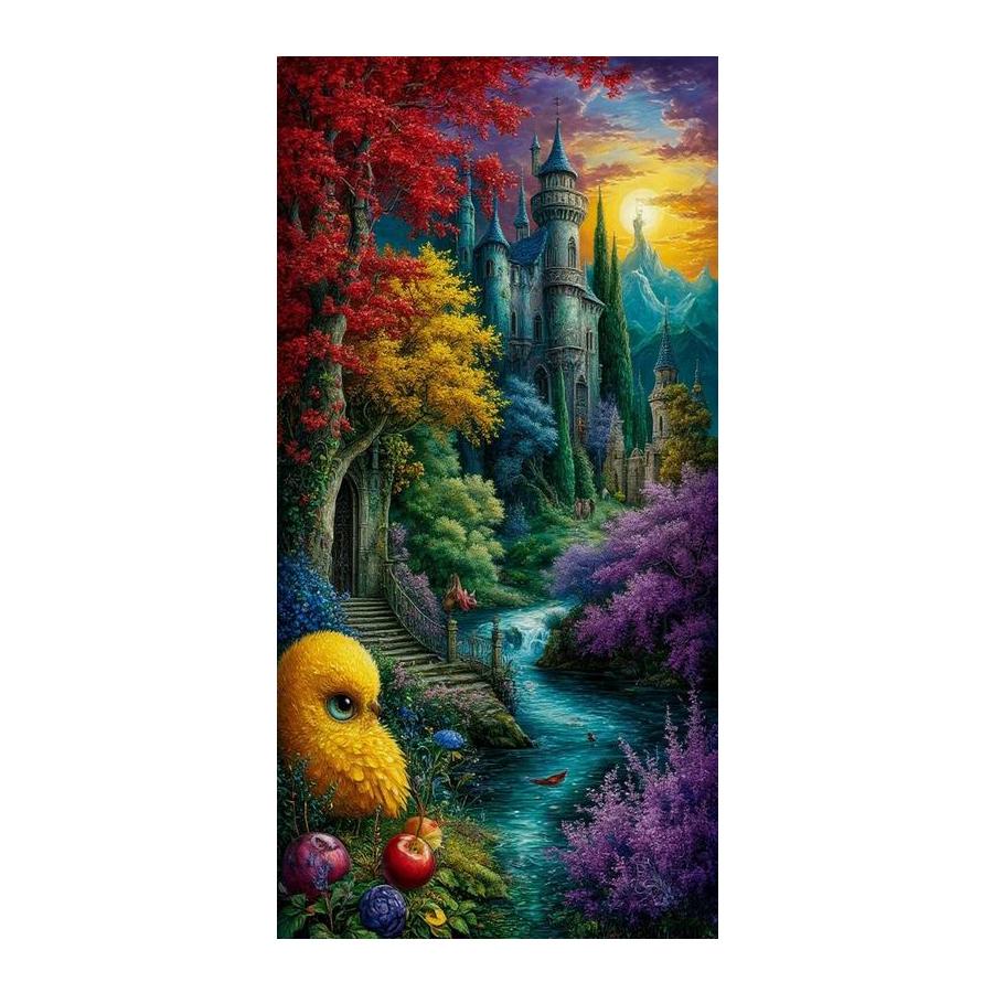 

Castle River Scenery Large Size Diamond Painting New Collection Landscape Diy Full Square Round Drill Rhinestone Embroidery Mosaic Cross Stitch Kits Round drill 30x60cm