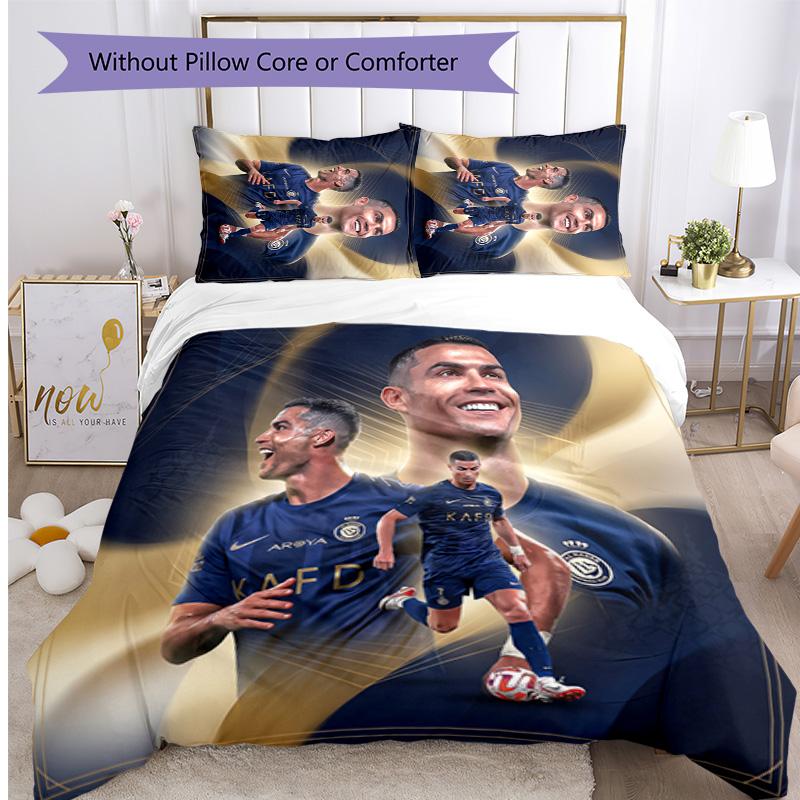 Cristiano Ronaldo Aufdruck Bettwäsche 3-teiliges Set Gemütliches Atmungsaktives Bettbezug-Set als Einweihungs-Feiertagsgeschenk