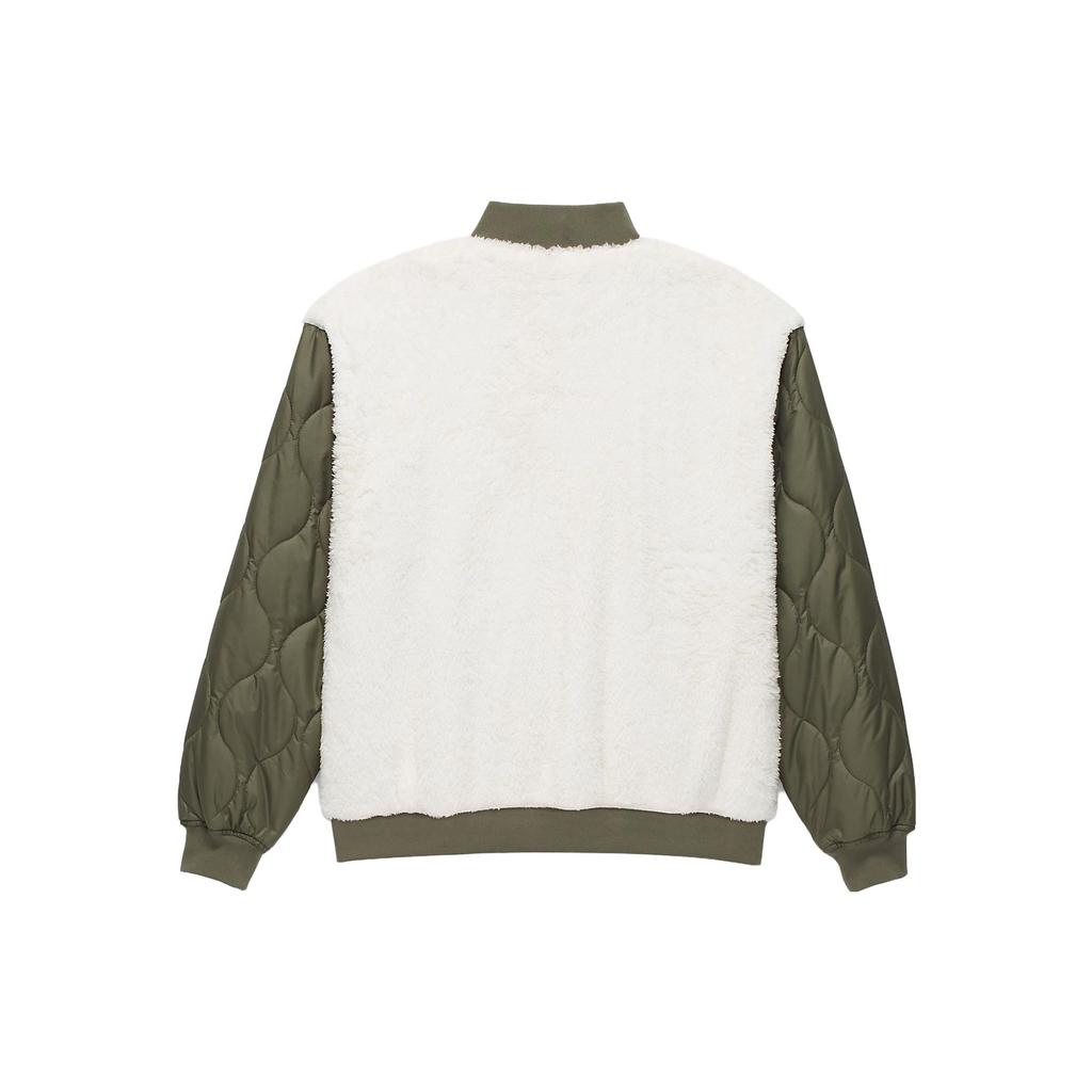 Vans Bomber Jacket With Logo Patch And Stand Collar Women Jackets White Green VN000F8NKCZ