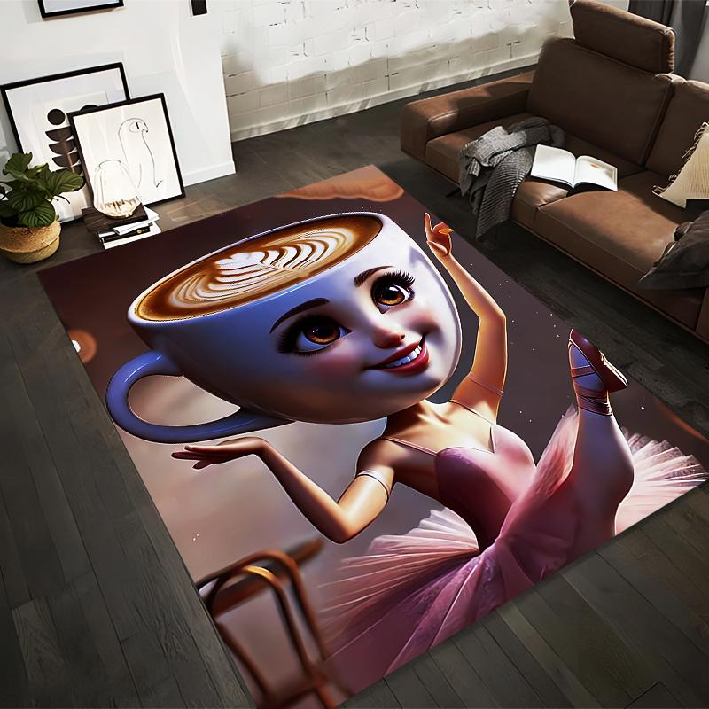 

Pink Ballerina with Coffee Cup Head Surreal Art Carpet for Home Decor Suitable for use as an anti-slip for room and bedroom sofas 40x60cm( 15x23in )