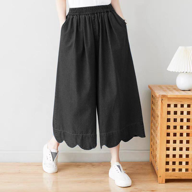 

ZANZEA Женские повседневные укороченные брюки свободного кроя с эластичной талией 3XL чёрный