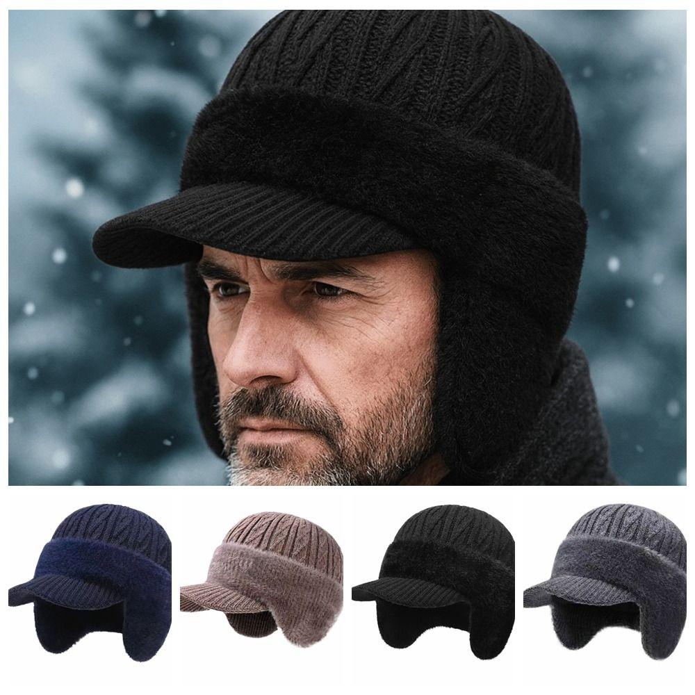 Warm Baseball Knitted Cap Thickened Knitted Peaked Hat Ear Protective Ear Protector Cap Winter