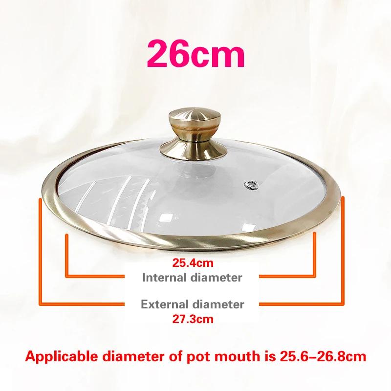 Edelstahl 16-32cm verdickter breiter Rand Perspektiven-Topfdeckel Glasdeckel für Haushalt Universal explosionsgeschützter Topfdeckel