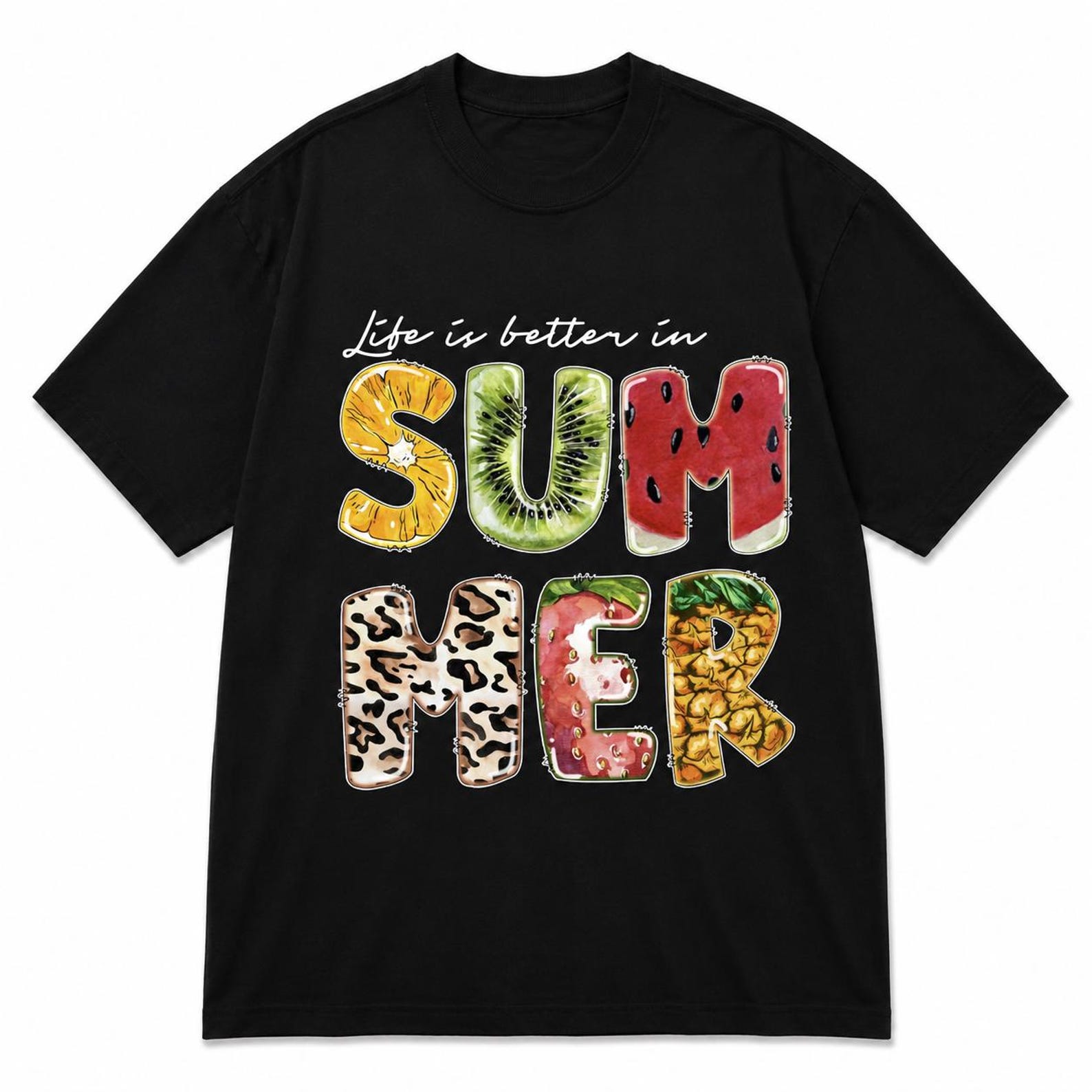 Summer Fruit Graphic Tee | Tropical Vacation Beach Shirt S