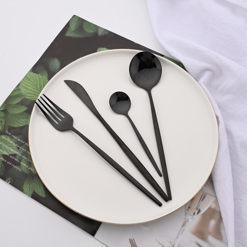 Rainbow Color 24Pcs Dinnerware Stainless Steel Cutlery Set for 6 People Knife Fork Spoon Western Tableware Silverware Set for Home Wedding