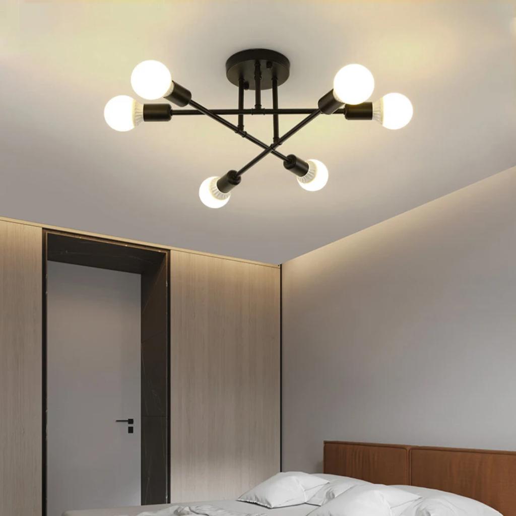 New Elegant, Stylish, and Modern Nordic Black and Gold LED Ceiling Lamp - Contemporary Sputnik Chandelier for Bedroom and Dining