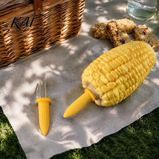 Anti Scalding Corn Forks Stainless Steel Holders, Heat Resistant Shaped Handles, Double Picks Needle Skewers Set for Outdoor Camping And Home Barbecue