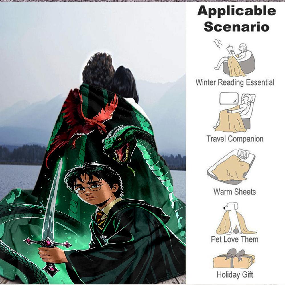 1pc Harry Potter Flannel Blanket, Soft Skin Friendly with Digital Printing, Various Sizes Available for Family, Friends, Birthday