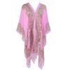 Women Summer Beach Bikini Cover Up Loose Chiffon Blouse Shawl Scarf with Buttons