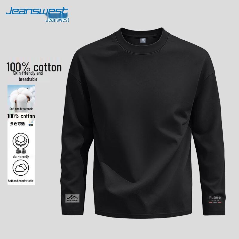 Jeanswest Men's Pure Cotton Long-Sleeve Casual T-Shirt