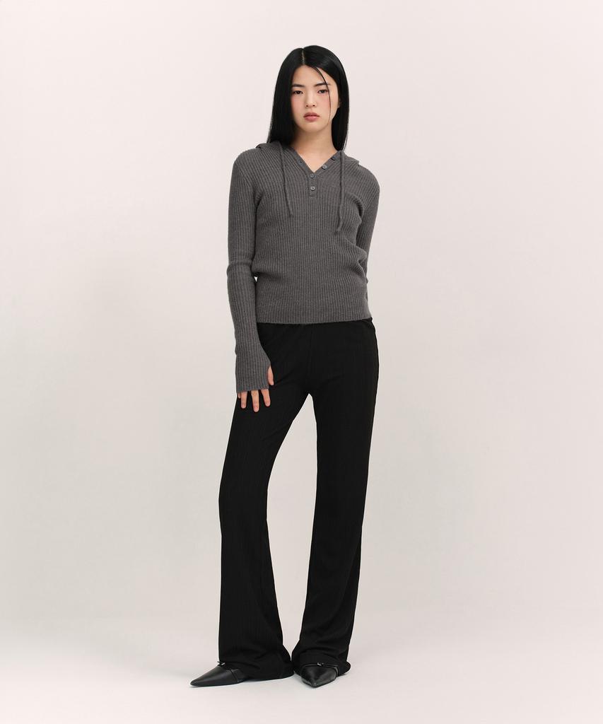MUSINSA STANDARD WOMAN Women'S Vertical Textured Wrap Skirt Jersey Pants [Black]