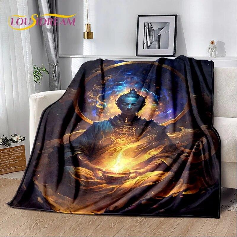 HD Buddha Buddhismus Víra Meditující Náboženství Sakyamuni Bodhisattva Modlitební deka Měkká deka pro domácí postele Pohovka Kid