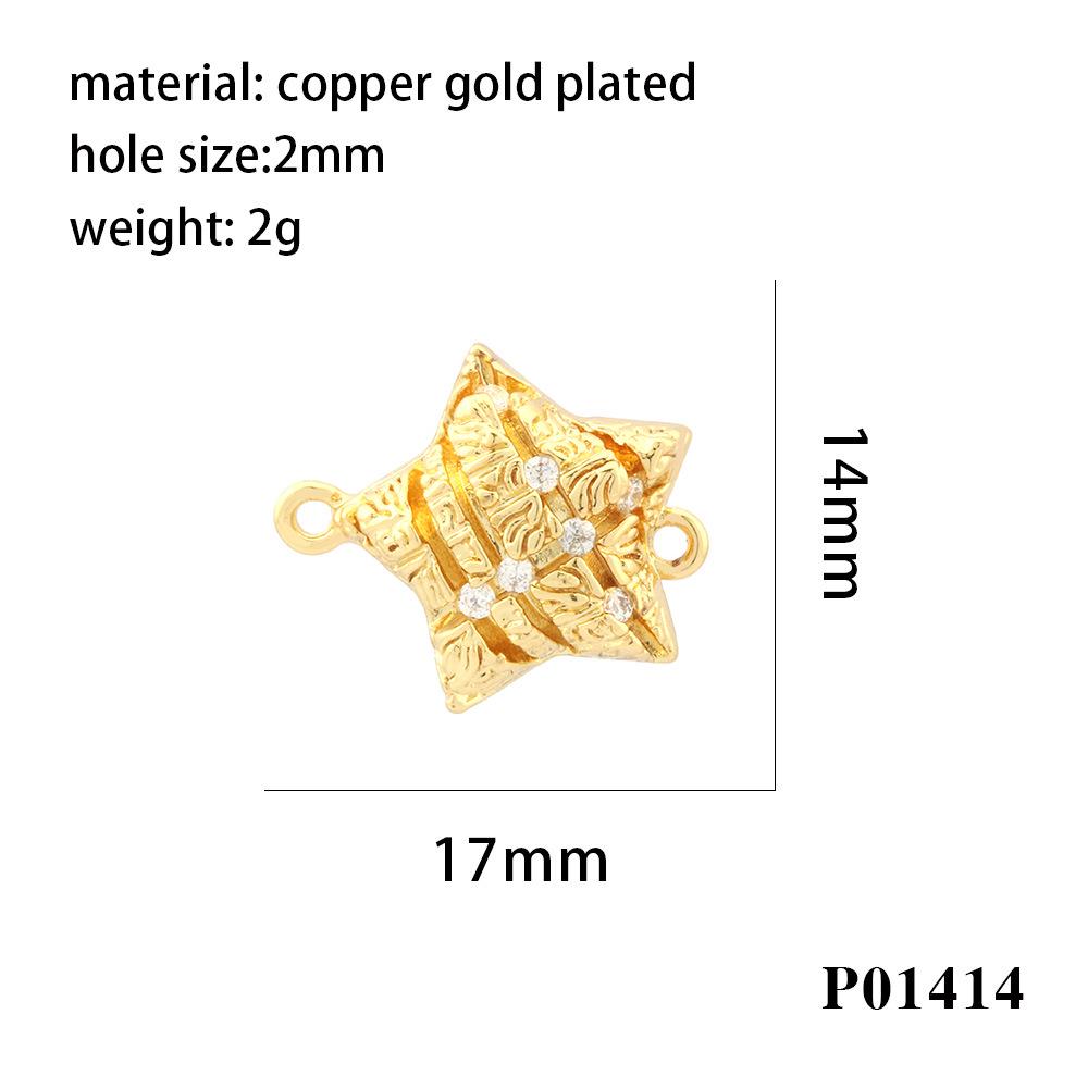 Electroplated Gold Zircon Heart & Star Pendant for DIY Necklaces & Bracelets