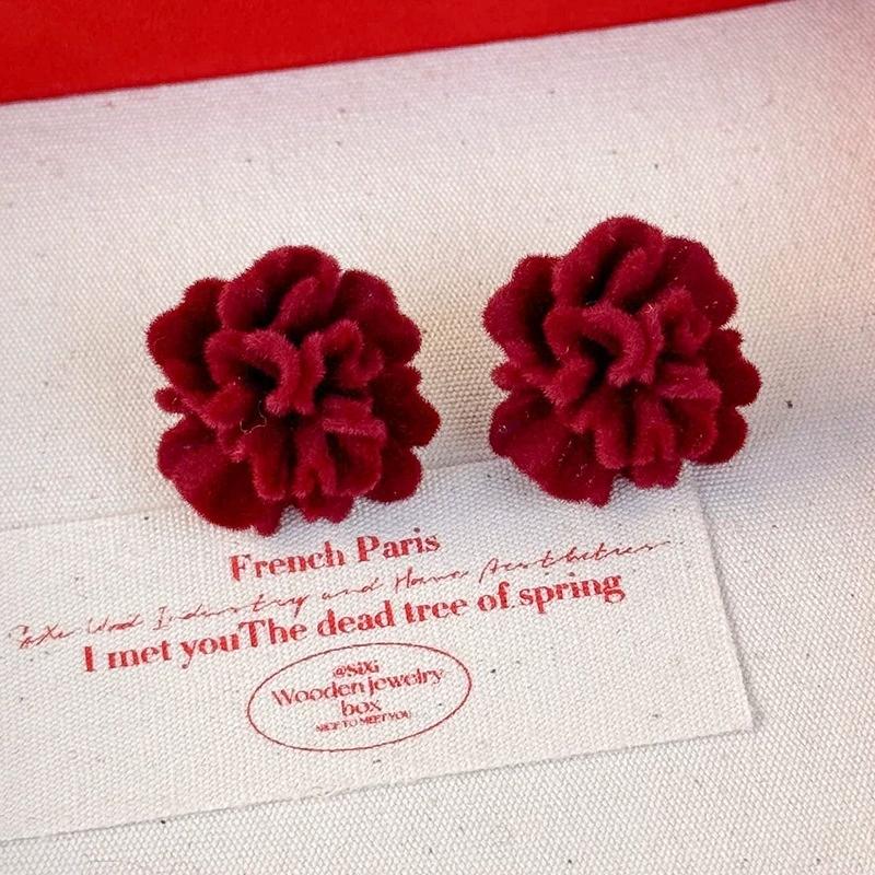 Multicolored Acrylic Flower Stud Earrings for Women Geometric Personality Folding Flowers Ball Gardenia Ear Jewelry Gift