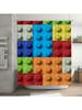 Colorful Building Blocks Waterproof Shower Curtain Heat Resistant Machine Washable Non-Transparent 180x180cm