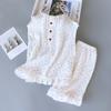 Japanese Cute Girl Suspender Nightdress Crepe Pajamas Summer Washed Cotton Gauze Shorts Loungewear Loose Suit