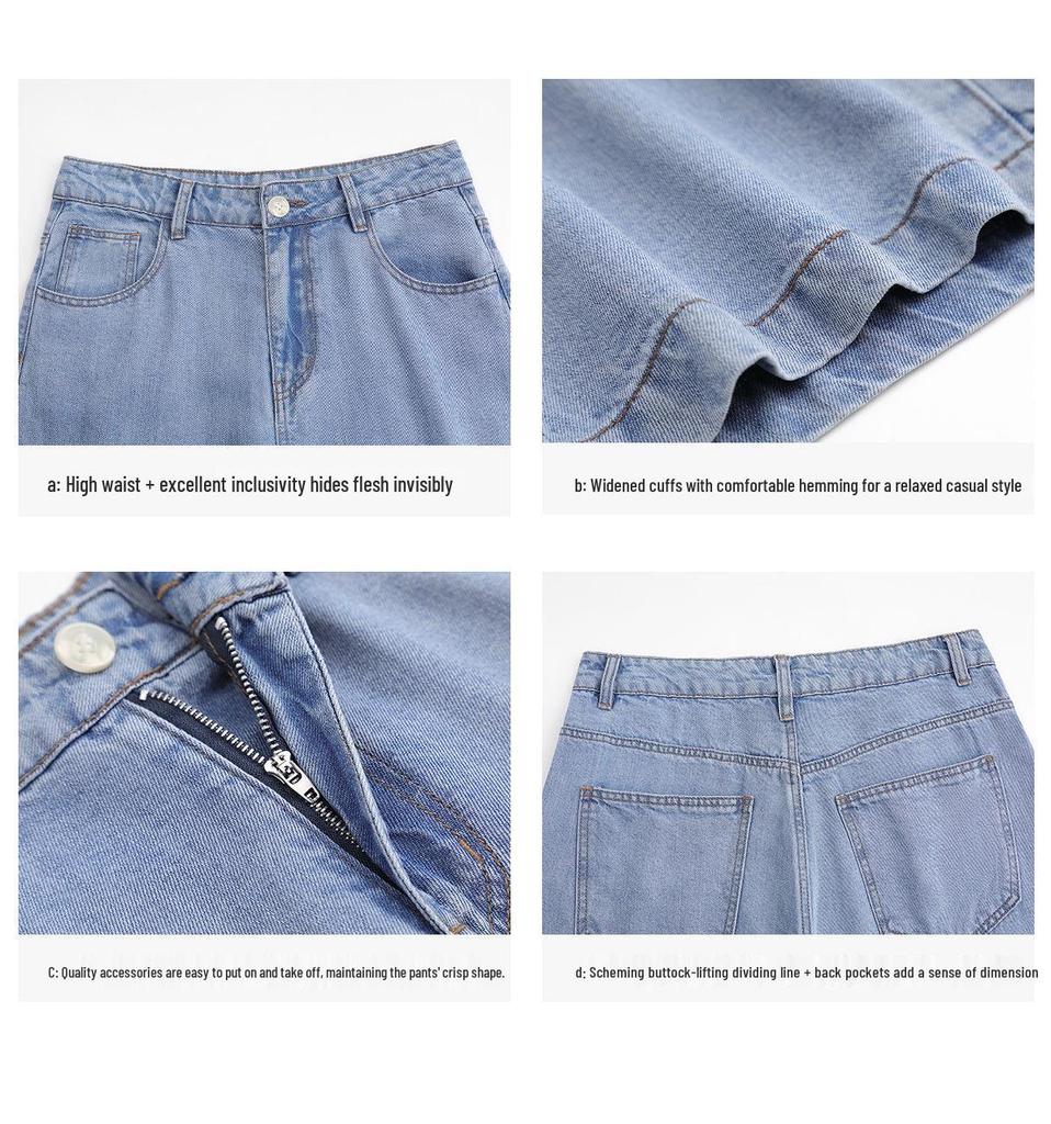 Plus Size Lyocell High-Waisted Wide-Leg Flowy Jeans – Tummy Concealing Floor-Length Women's Pants, Style 66130
