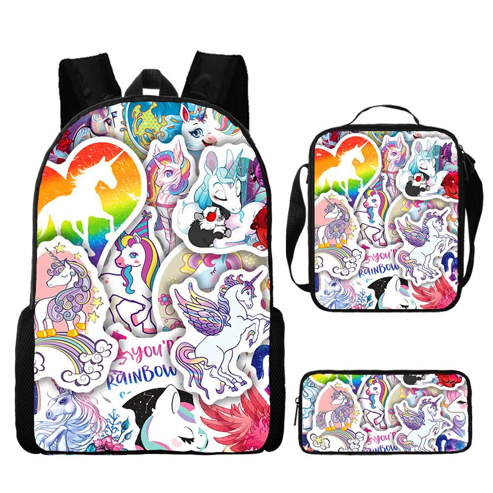Backpack Unicorn Unicorn Animal Student School Bag, Digital Color Printing Animation Cartoon Backpack